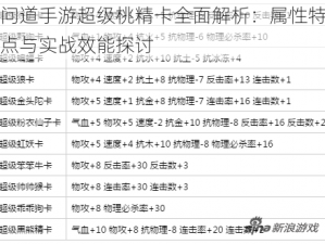 问道手游超级桃精卡全面解析：属性特点与实战效能探讨