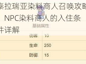 泰拉瑞亚染料商人召唤攻略：NPC染料商人的入住条件详解