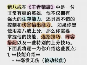 猪八戒连招解析：实用技巧与操作心得