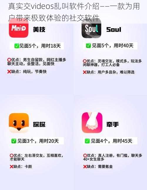 真实交videos乱叫软件介绍——一款为用户带来极致体验的社交软件