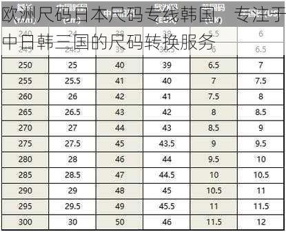 欧洲尺码日本尺码专线韩国，专注于中日韩三国的尺码转换服务