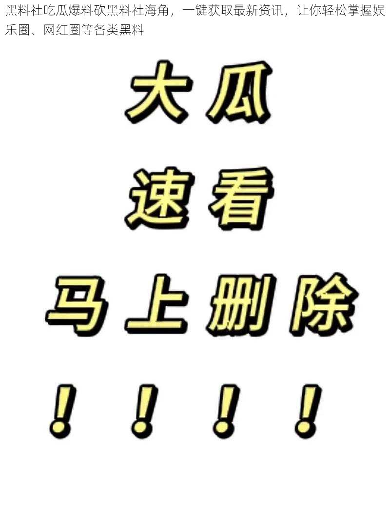 黑料社吃瓜爆料砍黑料社海角，一键获取最新资讯，让你轻松掌握娱乐圈、网红圈等各类黑料