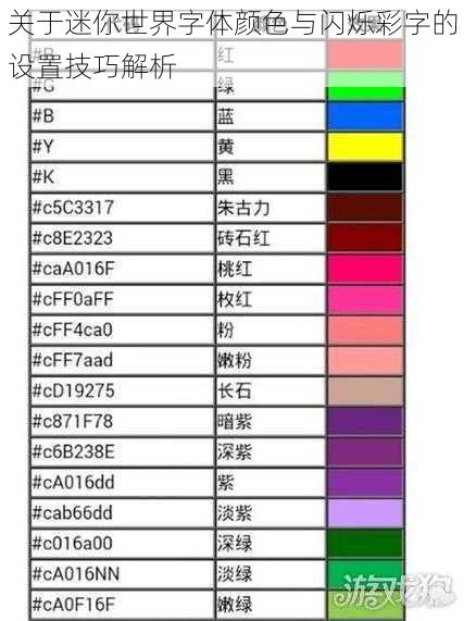 关于迷你世界字体颜色与闪烁彩字的设置技巧解析