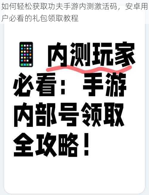 如何轻松获取功夫手游内测激活码，安卓用户必看的礼包领取教程