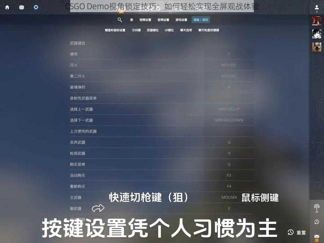 CSGO Demo视角锁定技巧：如何轻松实现全屏观战体验