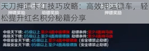 天刀押镖卡红技巧攻略：高效押运镖车，轻松提升红名积分秘籍分享