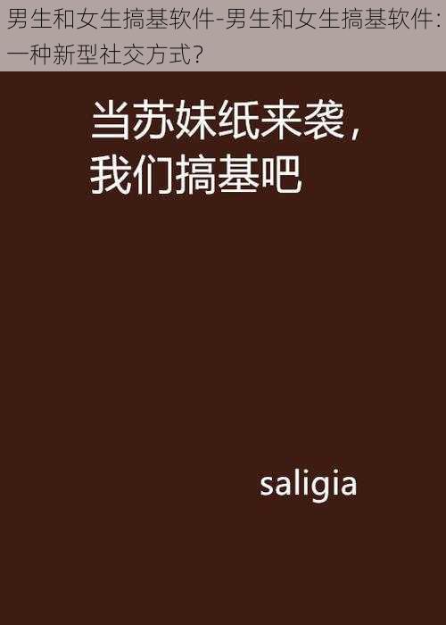 男生和女生搞基软件-男生和女生搞基软件：一种新型社交方式？