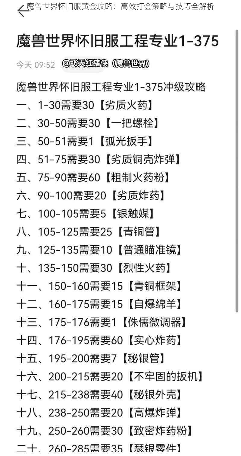 魔兽世界怀旧服黄金攻略：高效打金策略与技巧全解析