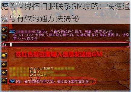 魔兽世界怀旧服联系GM攻略：快速通道与有效沟通方法揭秘