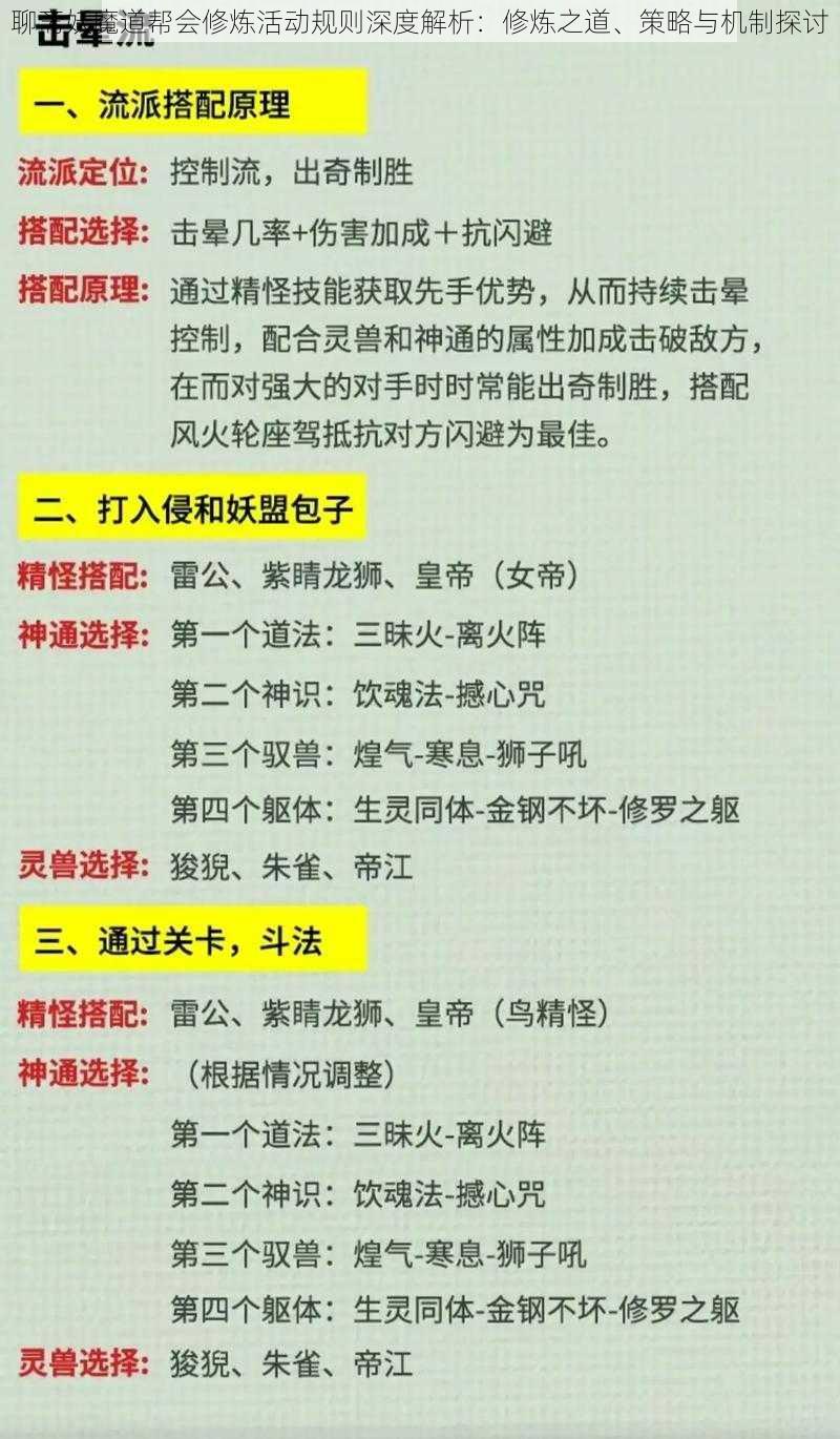 聊斋妖魔道帮会修炼活动规则深度解析：修炼之道、策略与机制探讨