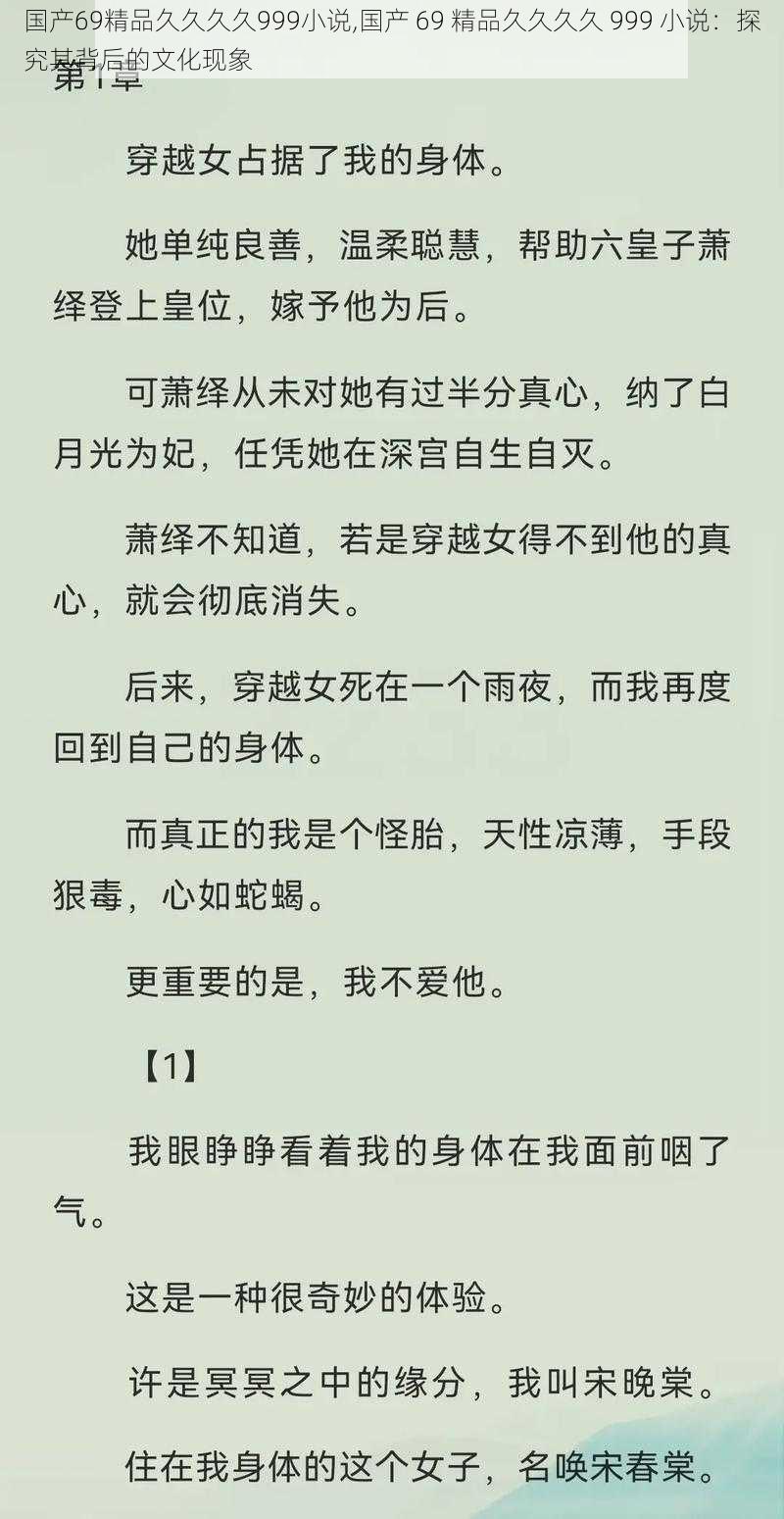 国产69精品久久久久999小说,国产 69 精品久久久久 999 小说：探究其背后的文化现象