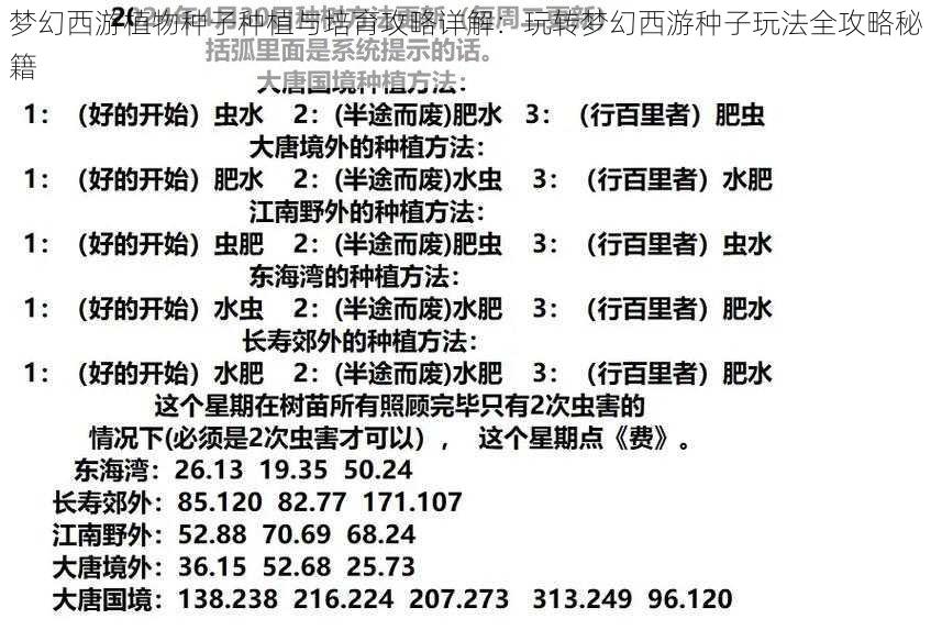 梦幻西游植物种子种植与培育攻略详解：玩转梦幻西游种子玩法全攻略秘籍