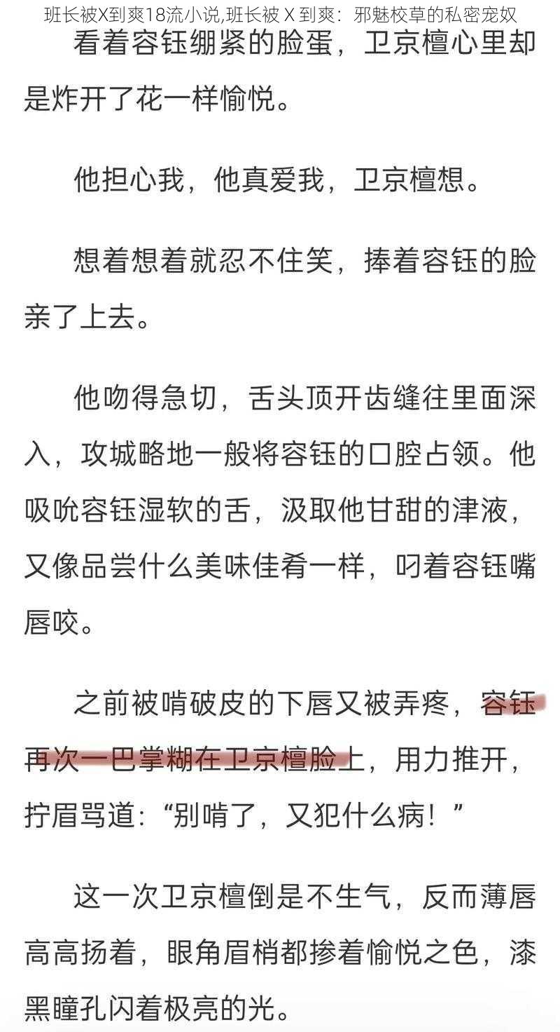 班长被X到爽18流小说,班长被 X 到爽：邪魅校草的私密宠奴