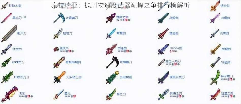 泰拉瑞亚：抛射物速度武器巅峰之争排行榜解析