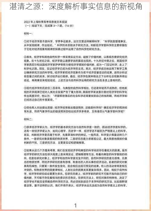 湛清之源：深度解析事实信息的新视角